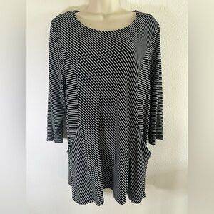 Chicos Black and White Striped Tunic Top size XL (chicos 3)